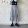 Elegantní móda Podzim Zima Dámská Hrubá Teplá Sukně Vysoký Pas Černá Bílá/Šedá Pletená Sukně Pletená Midi Vintage Sukně Dámské