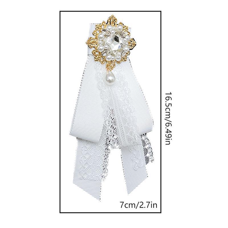 Koreanische Vintage Schwarze Spitze Schleife Brosche Hemd Krawatte Korsage Damen Trauerbrosche Kragennadeln College-Stil Ausschnitt-Accessoires