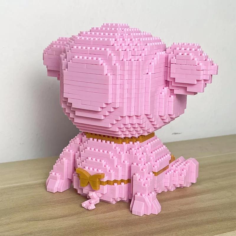 Cute Pink Pig Micro Mini 3D Puzzle Blocks - DIY Stress Relief Creative Building Toy, Zodiac Animal Desk Decor Model for Adults