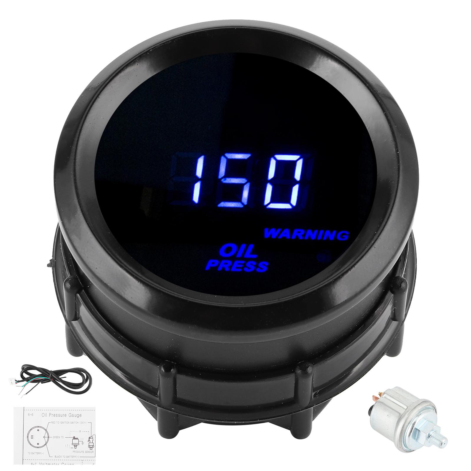 

2in Oil Pressure Meter 0‑150PSI Digital Blue LED High Accuracy 12V Automobile Gauge with Sensor