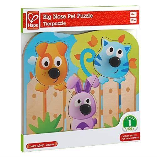 Puzzle à Gros Boutons - HAPE - E1309 - Plastique - Bleu - Animaux de Compagnie