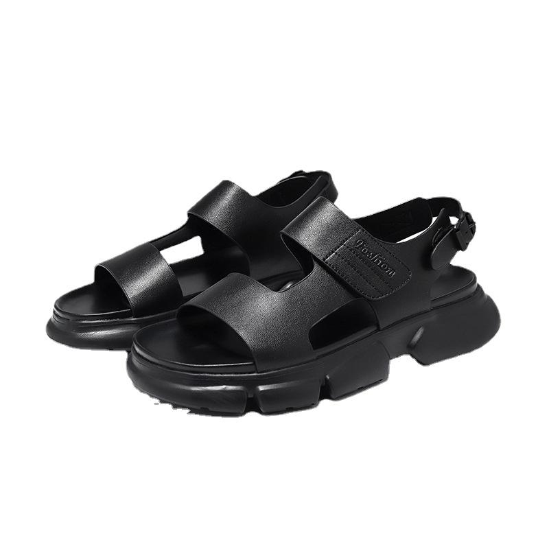 Summer Men's Sandals 2024 Fashion Buckle Beach Shoes Thick Sole Outdoor Men Sandals Leather Sandal Male Shoes