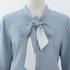 Bow Tie Blouse Women Summer Thin French Blouse Women Loose Belly Short-sleeved Chiffon Shirt Solid Shirt