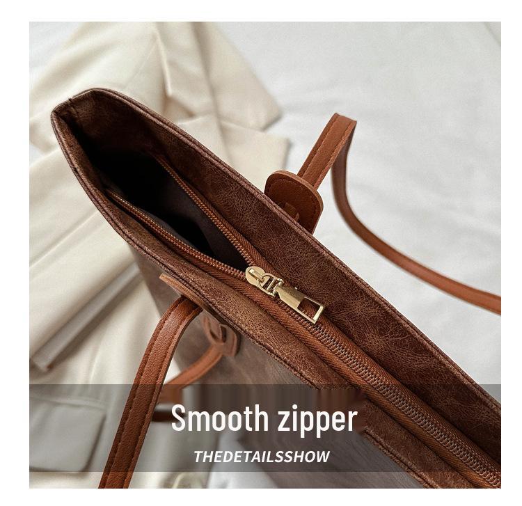 2024 Y2K Retro Women's Large Capacity Oil Leather Tote Shoulder Bag