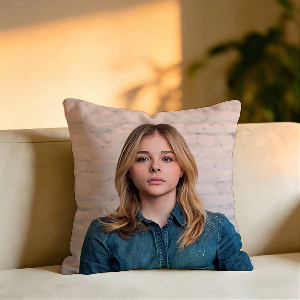 Hot Actress CChloe Grace Moretz Pillow Case Square DoubleSided Sofa Cushion Cover Bedroom Bedside Pillow
