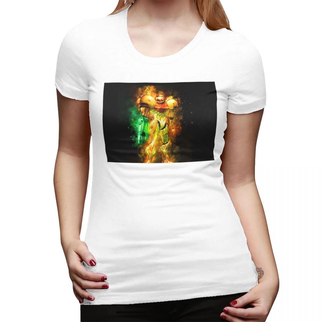 Metroid Samus Aran Prime Hunter TShirt for Women ONeck Streetwear T Shirts Womens Short Sleeve Summer Clothes Tops