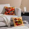 Oriental Festive Lion Print Pillow Case Double-Sided Plush Sofa Cushion Covers Organic Breathable Invisible Zipper