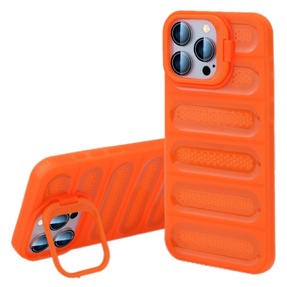 For iPhone 16 Pro Case Heat Dissipation Kickstand Airbags Anti-Drop TPU+PC Phone Cover A