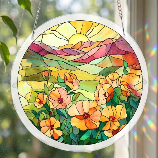 Acrylic Jigsaw Puzzle Suncatcher Large Colorful DIY Sun Catcher Kit for Adults Stained Glass Style Window Hanging Ornament for Home Garden Decor