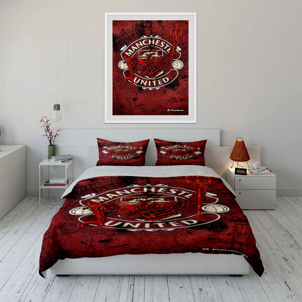 Set Biancheria da Letto Manchester United Copripiumino Federe Decorazioni per la Casa (1 * Copripiumino 2 * Federe, senza piumino)
