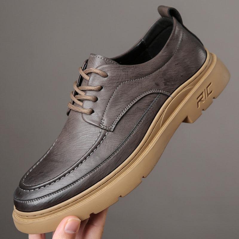 

Модная весенне-осенняя кожаная обувь для мужчин, британский деловой и повседневный формальный наряд и молодежная кожаная обувь премиум-класса, свадебная обувь 44 серый