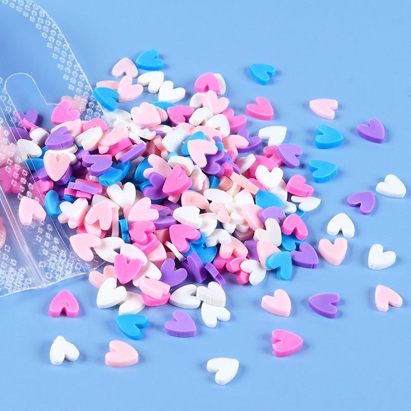 10g/bag Heart Shaped Soft Ceramic Sliced Valentine's Day Nail Accessories for Making Charming Nail Decoration Accessories DIY Nail Products