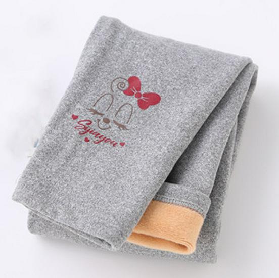 1W Girls' Fleece-Lined Warm Leggings - Autumn/Winter Style, Small & Medium Sizes, One-Piece Outerwear Pants