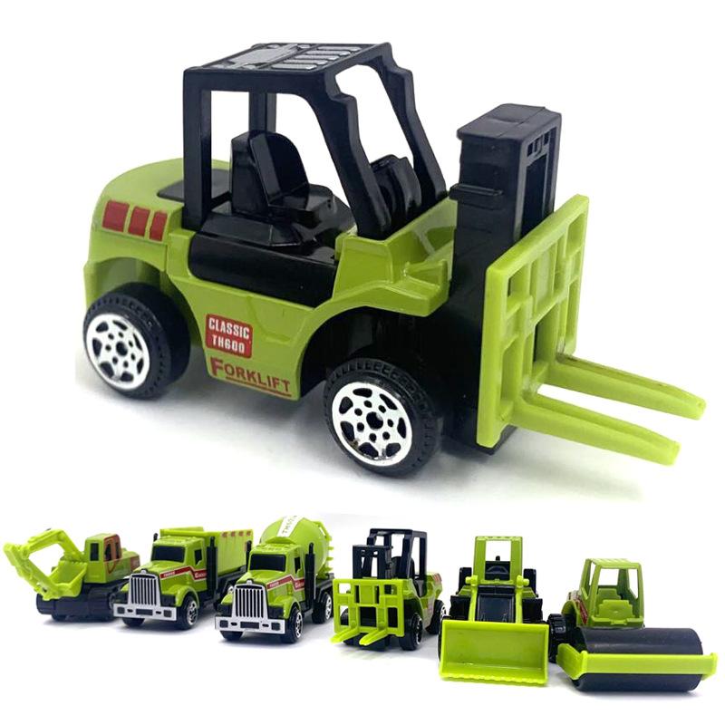 6Pcs/Set Educational Toys Alloy Plastic Engineering Truck Car Construction Model Vehicle Loader Tractor Excavator For Kid Gifts