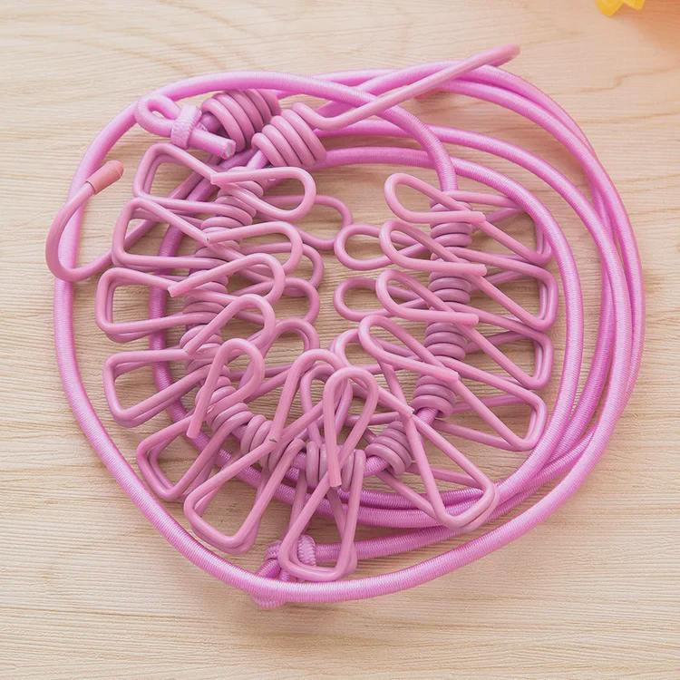Indoor/Outdoor Clothesline with Clips - Portable Drying Rope for Clothes and Quilts