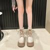 Fashion Small and Taller Women 2025 New Explosive Platform Autumn and Winter Retro Lace-up Booties High-top British Style