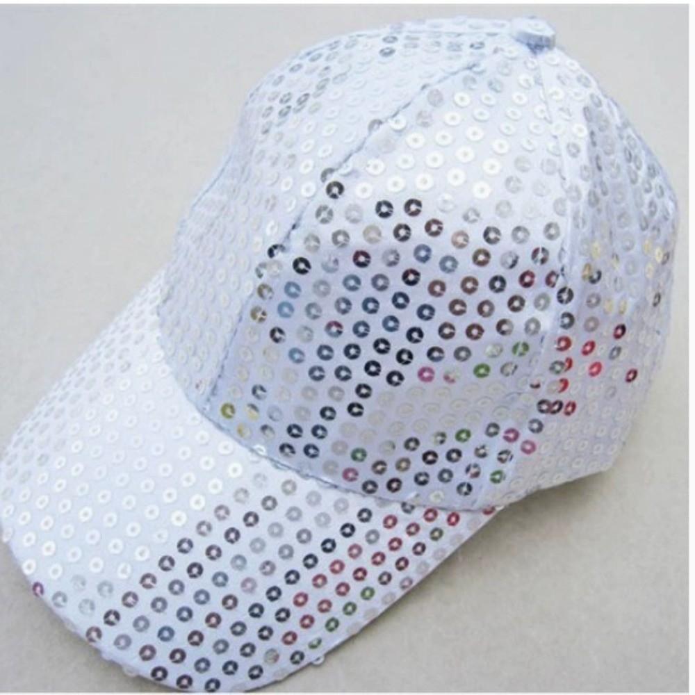 Shiny Sun Cap Brilliant Glitter Peaked Cap Simple Sequins Baseball Cap  Decorated