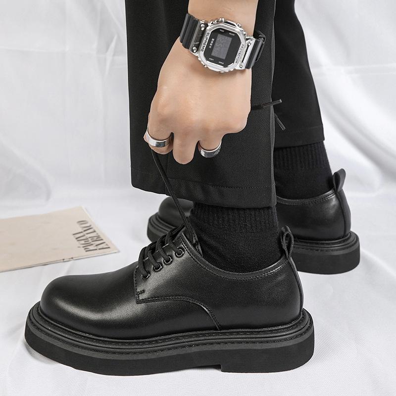Fashion Luxury Men's Japan Karajuku Korean Style Streetwear Vintage Thick Platform Increase Casual Leather Shoes Soft Male Dress Shoes