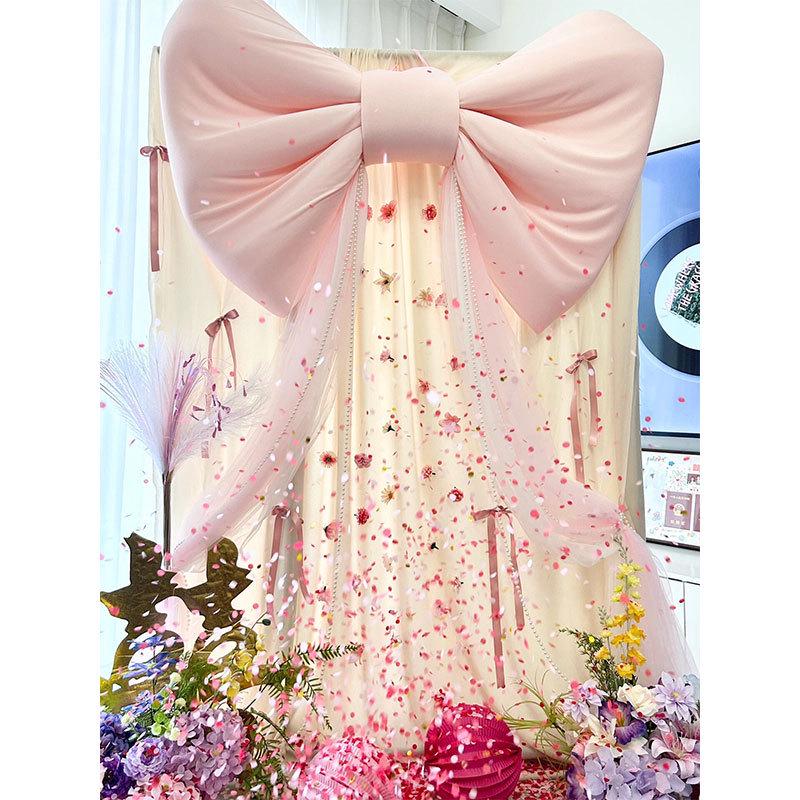Wedding Day Robe & Room Decor Photo Backdrop with Large Bow