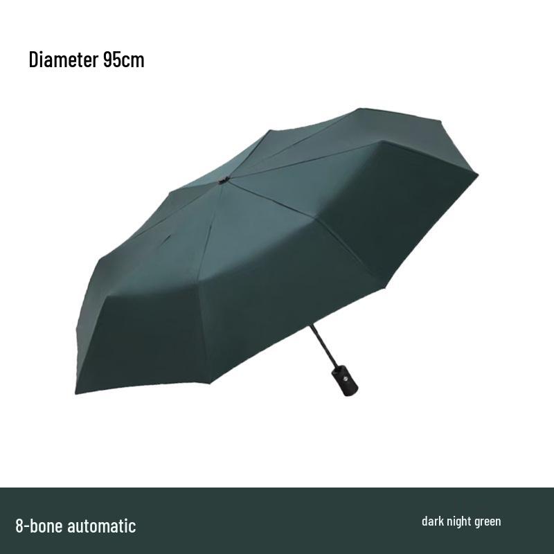 

8-Rib Automatic Three-Fold Umbrella with Logo, Thickened Black Glue for Sun and Rain