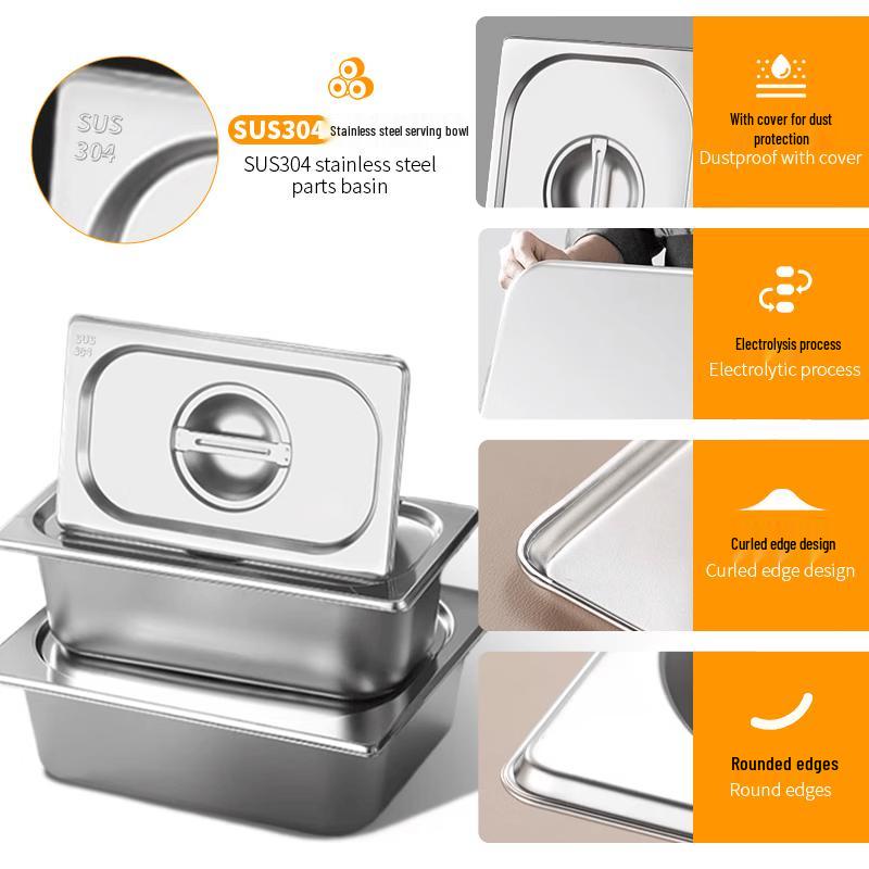 Rectangular 304 Stainless Steel Food Pan with Lid