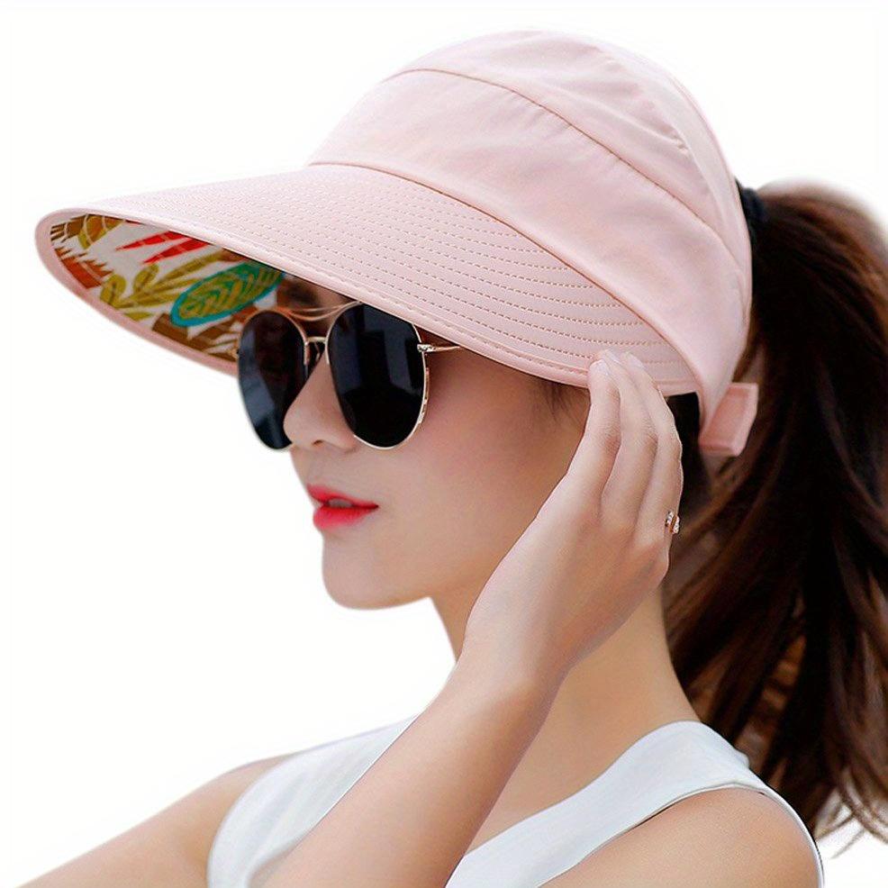 

Женская широкополая солнцезащитная козырек-шляпа, легкая дышащая складная пляжная шляпа с защитой от ультрафиолета для занятий спортом на открытом воздухе, езды на велосипеде розовый