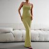 Schlanke Passform Sexy Damen Neckholder Langkleid Träger Ärmellos Einfarbig Herbst