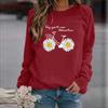 Women's Sweater Crew Neck Casual Loose Pullover Printed Long Sleeve Comfortable Long Sleeve T-Shirt