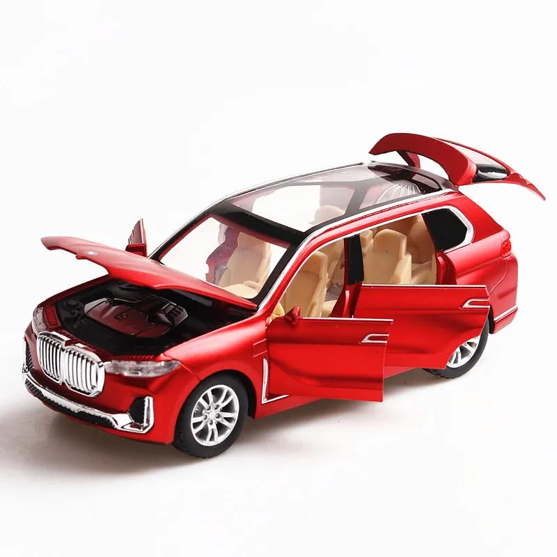 1:32 BMW X7 Miniatur Spielzeugmodellautos Legierung Diecast Sound Licht 6 Türen zu öffnen Rückzug Gummireifen Fahrzeugspielzeug für Kinder Geschenke