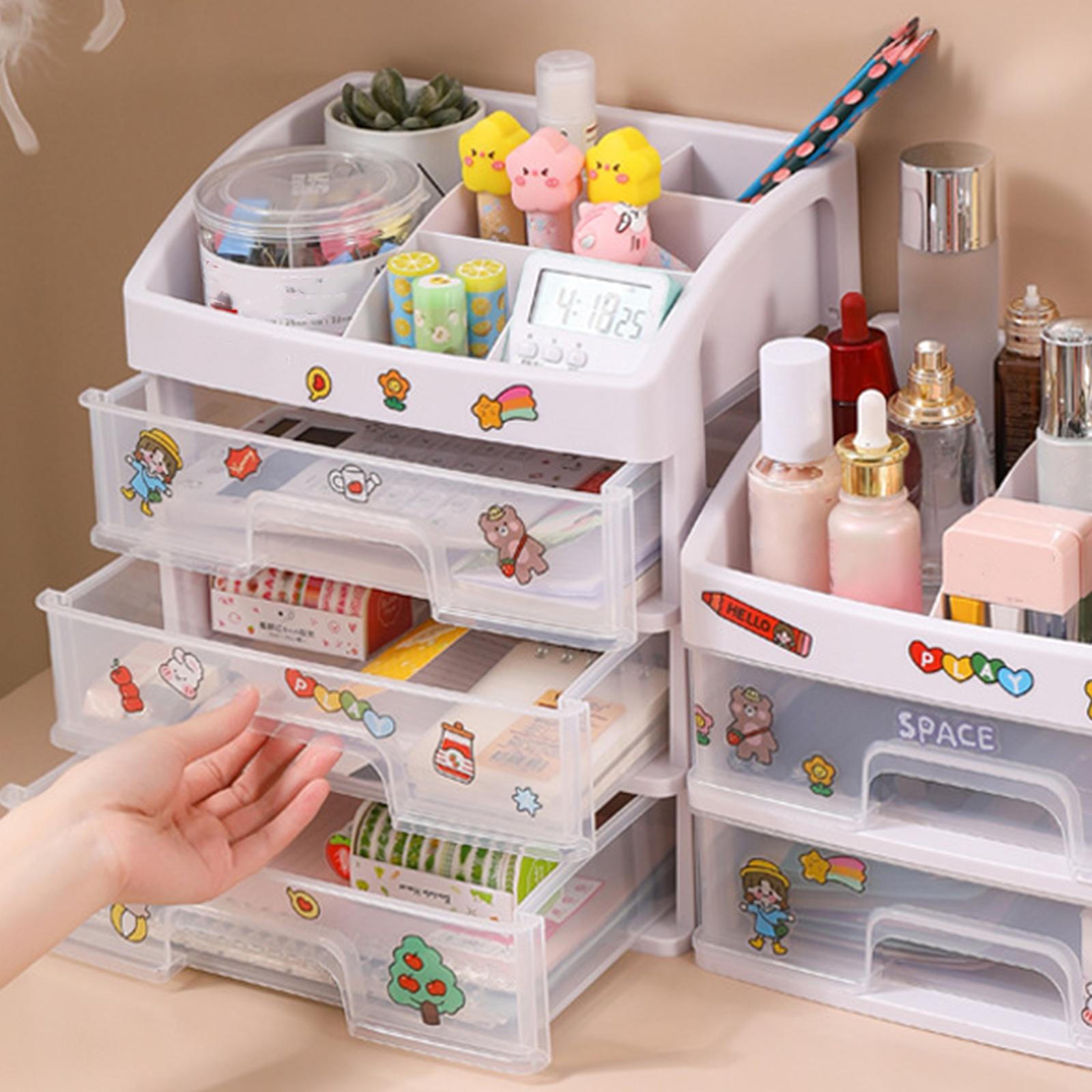 Cosmetic Storage Case with Three Drawers Cosmetic Organisers Box Makeup Organizer Drawers for Countertop Bathroom & Bedroom China Mainland