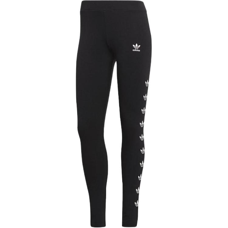 adidas Originals Logo Print Bequeme lässige Hose mit Bündchen Damen Unterteile Schwarz FT1830