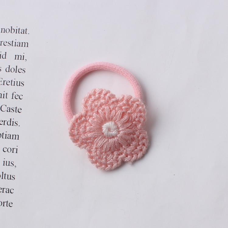 Non-Damaging Knitted Flower Hair Ties – Candy Colors for Babies & Girls