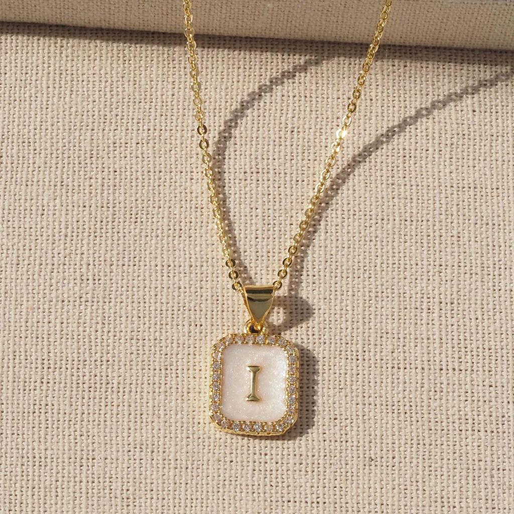 Trendy Gold-Plated A-Z Initial Pendant Necklace with Enamel Finish