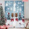 2pcs 2D Flat Printing Merry Christmas Party Curtains Christmas Snow Forest Scene Durable Polyester Without Electricity Party