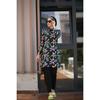 Blue Set Muslim Women Decent Branches Floral Print Seaside Swimwear Full Coverage Swimsuit Beachwear Burkini Swimsuit Set (Without Hijab)