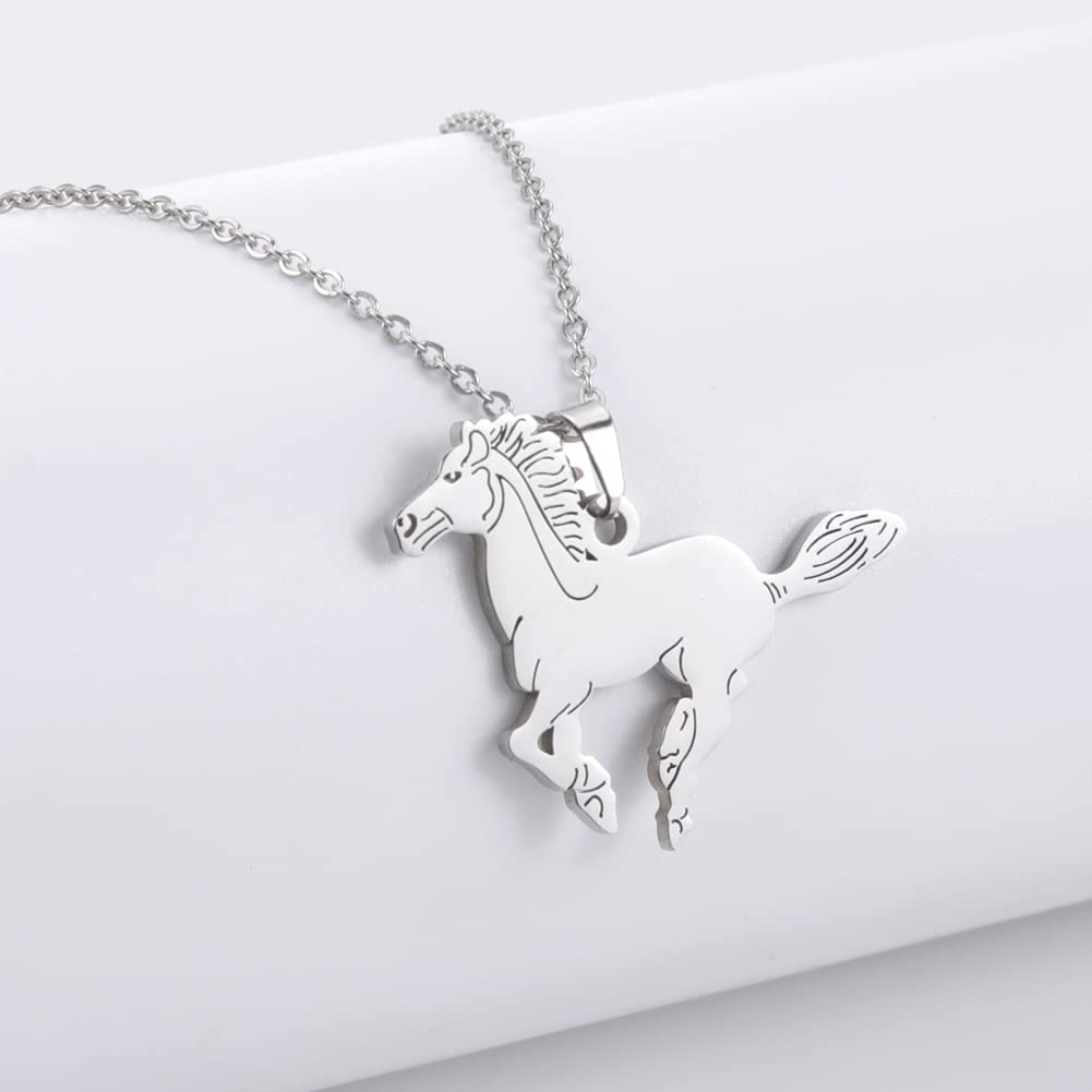Dreamtimes Horse Necklaces Horse Pendant Necklace Stainless Steel Necklace Horse Chain Fashion Jewelry Women Christmas Gift