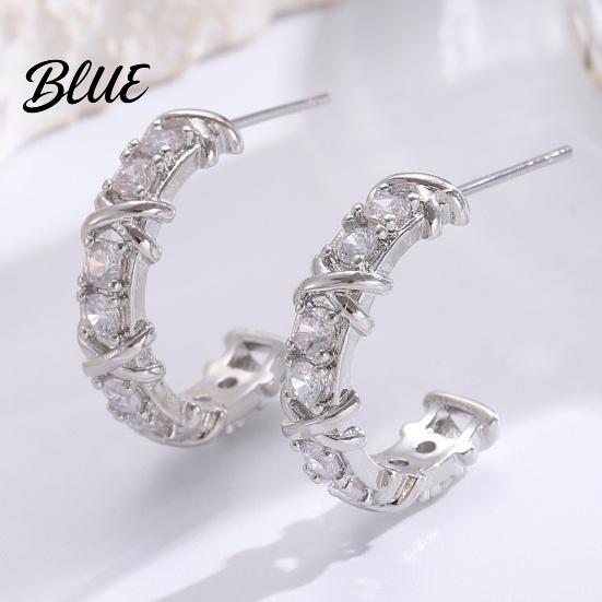 Two-tone Earrings 1 Pair Women C-Ring Shape Ear Buckle Design