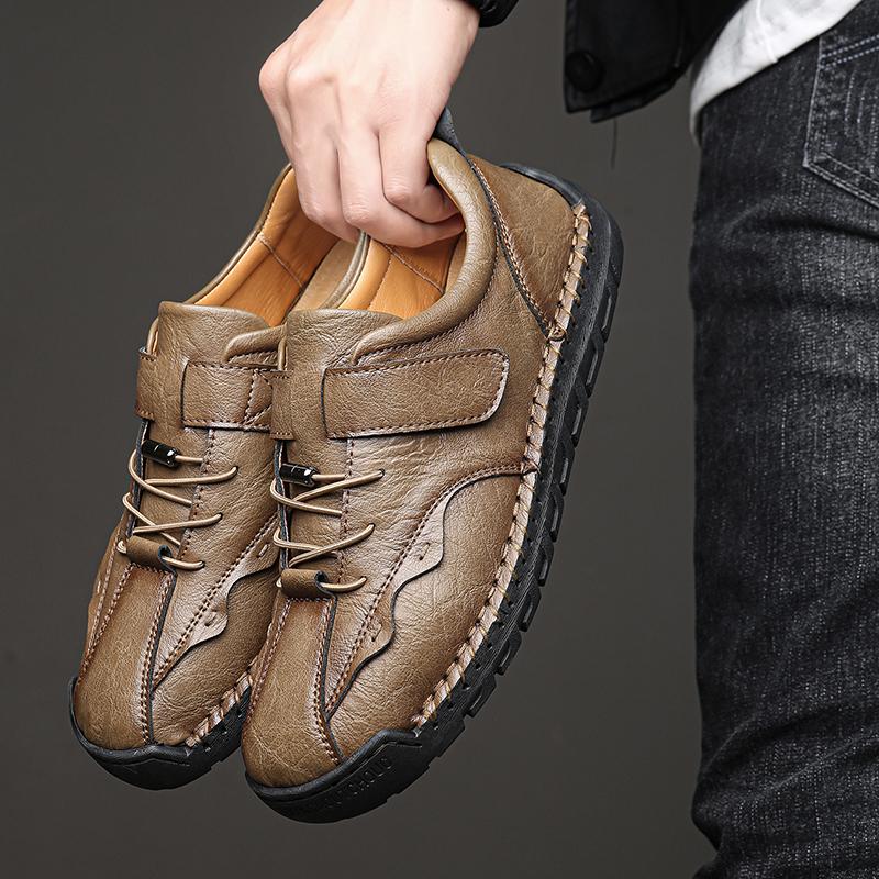 Men's Retro Casual Shoes Large Size Genuine Leather Handmade Casual Shoes Light Shoes
