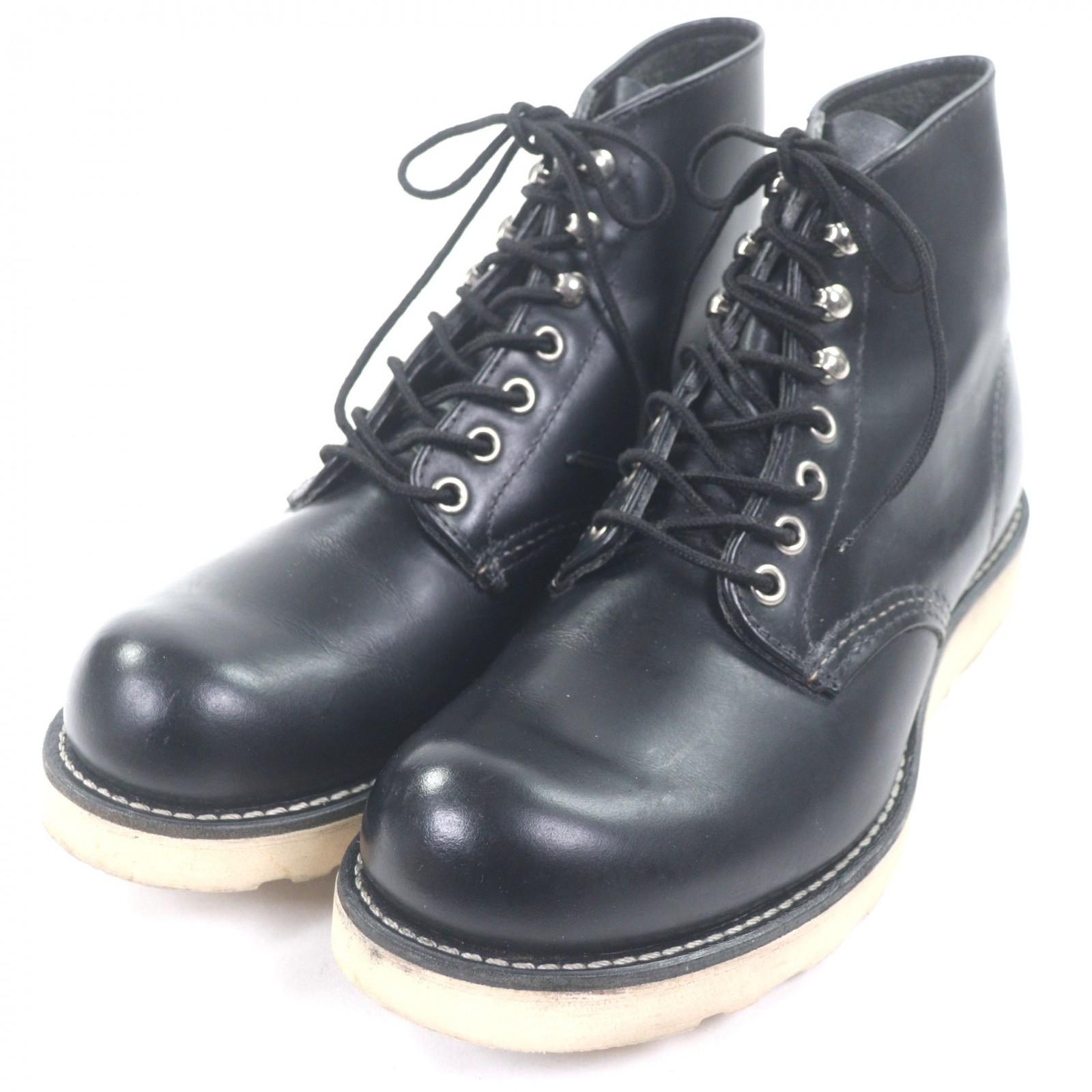 Очень хорошие мужские короткие ботинки RED WING Классические На шнуровке Круглый носок Черная кожа Размер 25 8165 Б/у