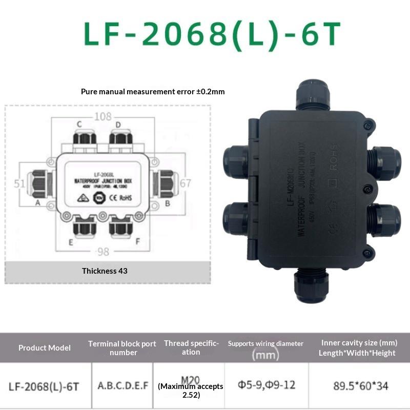 IP66 Waterproof Junction Box with 3mm-6.5mm Cable Connector Sealed Flame Retardant for Garden Security Camera Wiring