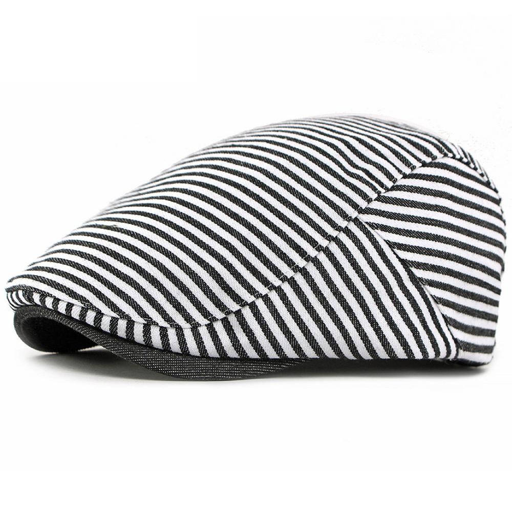 

HT5044 Berets for Men Women Vintage Striped Artist Painter Beret Hat Male Female Ivy Flat Cap Spring Autumn Adjustable Beret Cap 55-59cm Adjustable чёрный