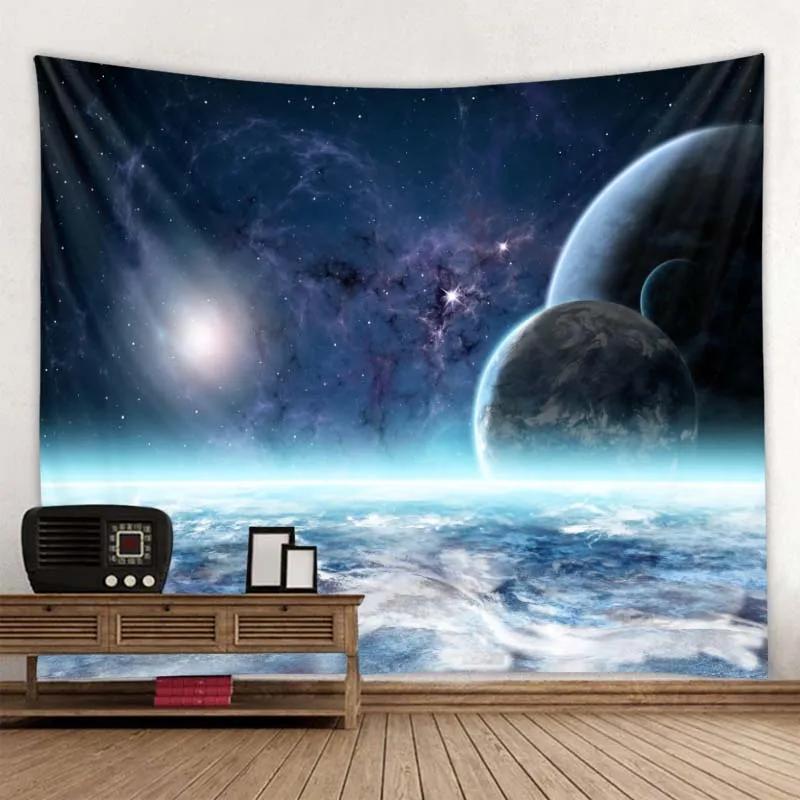 Printed Tapestry Fantasy Starry Sky Tree Landscape Wall Hanging Living Room Bedroom Background  Beautiful