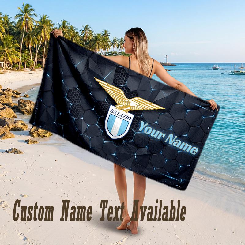 Lazio FC Design Beach Towel Custom Text Large Towel for Beach Vacation