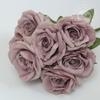 10 Flowers/Bunch Vintage Roses Coffee Bean Paste Purple Grey Pink Silk Bouquet For Birthday Party Wedding Decoration Room Layout