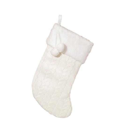 Weihnachtsstrümpfe 17 Zoll Groß Gestrickt Kamin Hängender Strumpf mit Kunstfell Weißer Umschlag für Weihnachtsfeiertags-Partydekoration