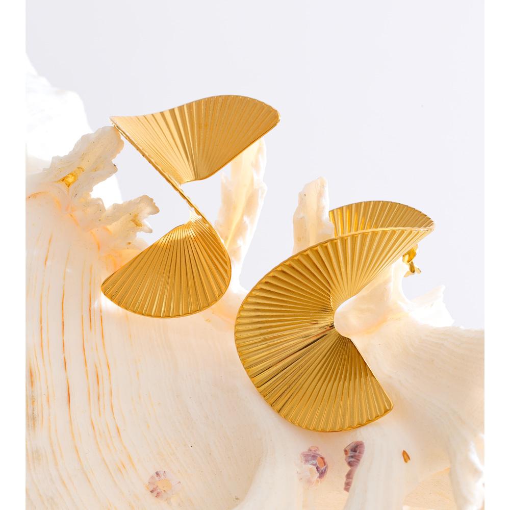 Eetit Statement Stainless Steel Metal Twist Gold Color Geometric Stud Earrings Fashion Temperament Waterproof Jewelry Wholesale