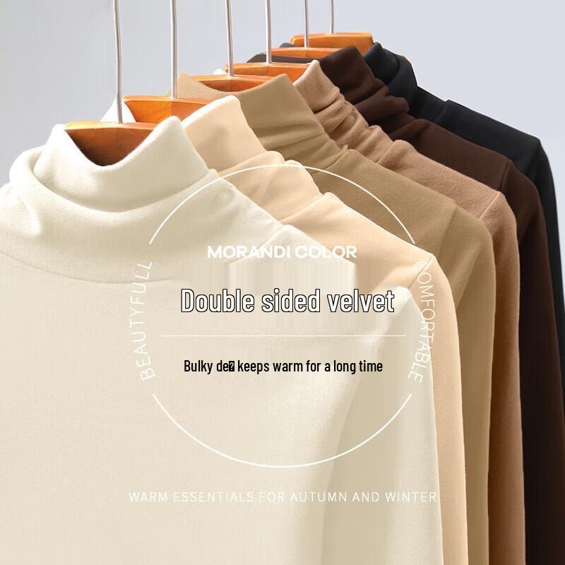 LangSha Women's High-Neck Double-Sided German Velvet Base Layer Top