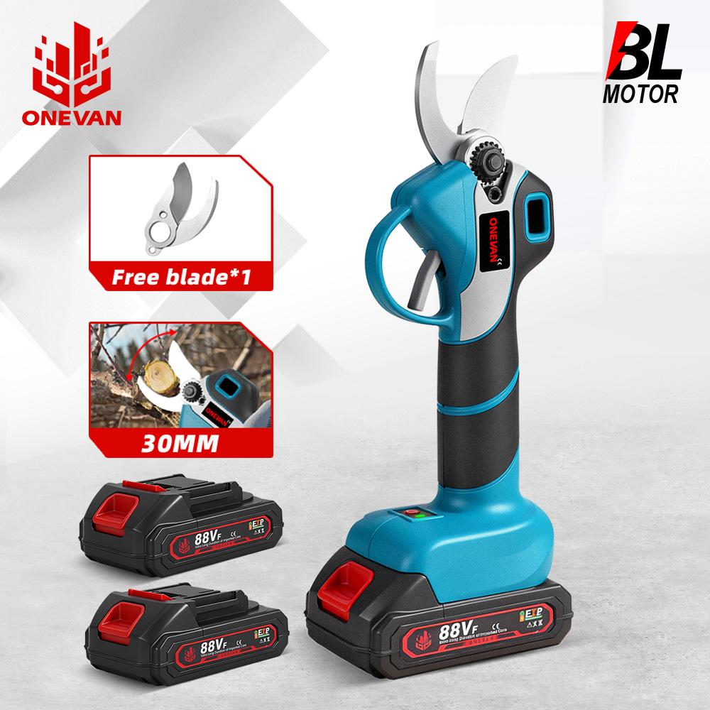 ONEVAN 30mm Brushless Electric Pruning Shear Cordless Scissor Tree Pruner Branch Cutter Garden Power Tool For Makita Battery Pin