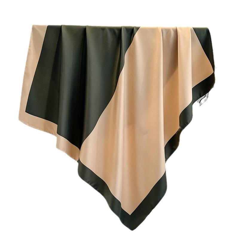 

Шарф из искусственного шелка с цветными блоками, шарф с принтом в европейском и американском стиле, легкий, роскошный, большой квадратный шарф 90 см, элегантная шаль