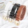 Thin Women Waistband Round Buckle Waist Belt Fashion PU Leather Belt  Student